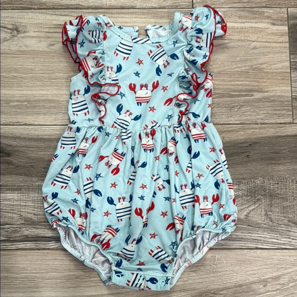 Caden Lane Cute Baby Romper with Nautical Print of Crabs 🦀
